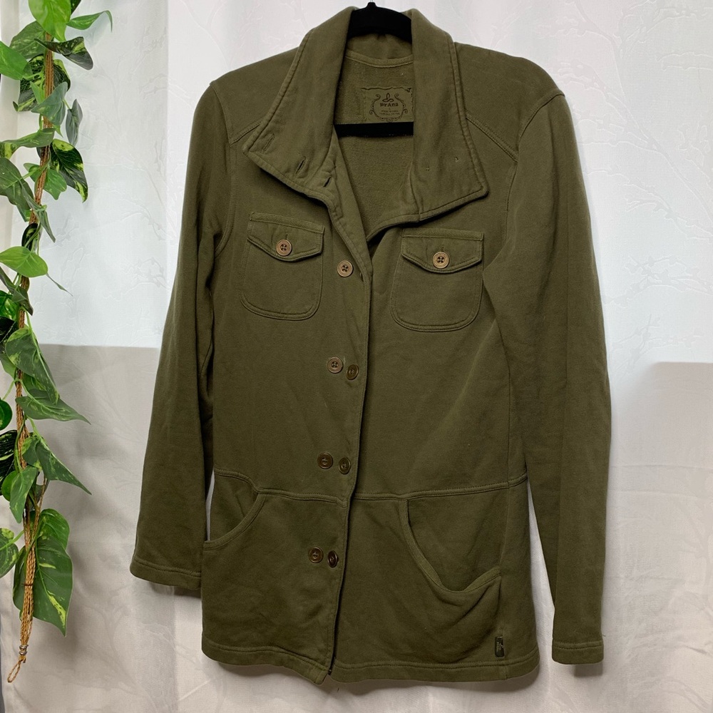 Prana long military olive green jacket - Picture 2 of 5